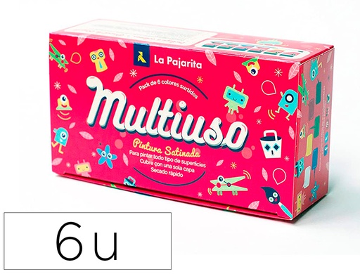 [7892] Pintura latex la pajarita satinada 35 ml caja de 6 unidades colores surtidos