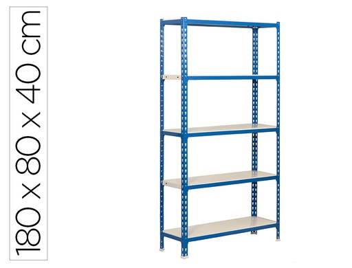 [169249] Estanteria metalica simonrack kit simonclick mini 5/400 color azul/blanco 5 estantes 180 kg por estante 180x80x40cm