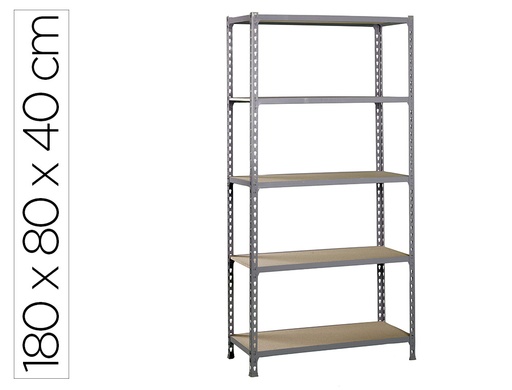 [169248] Estanteria metalica simonrack kit maderclick mini 5/400 color gris/madera 5 estantes 150 kg por estante 180x80x40cm