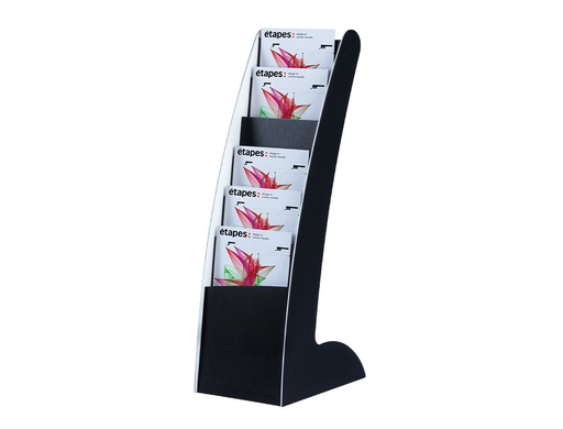 [167764] Expositor paperflow courbo slim de suelo movil doble cara 6 casillas color negro