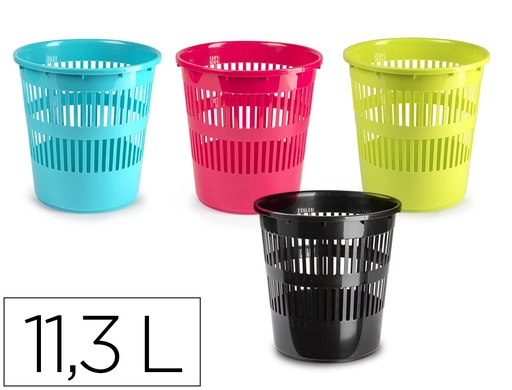 [167541] Papelera plastico plastiforte colores surtidos 11,3 litros 275x275x280 mm