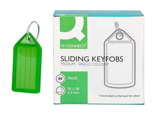 [166441] Llavero portaetiquetas q-connect premium color verde caja de 40 unidades