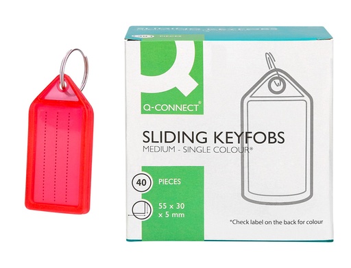 [166440] Llavero portaetiquetas q-connect premium color rojo caja de 40 unidades