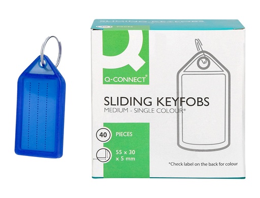 [166439] Llavero portaetiquetas q-connect premium color azul caja de 40 unidades