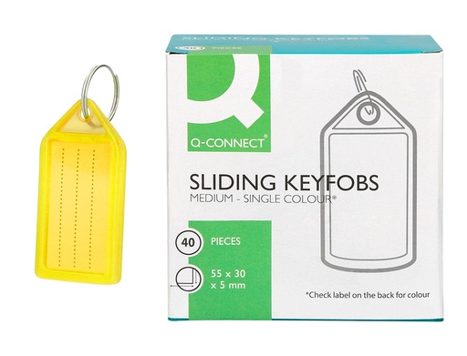[166438] Llavero portaetiquetas q-connect premium color amarillo caja de 40 unidades