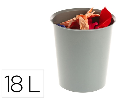 [165086] Papelera plastico archivo 2000 reciclable 100% 18 litros color gris 290x310 mm
