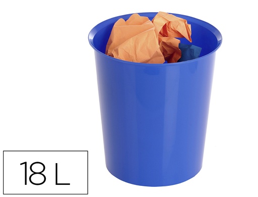 [165084] Papelera plastico archivo 2000 ecogreen 100% reciclada 18 litros color azul 290x310 mm