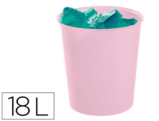 [163455] Papelera plastico archivo 2000 ecogreen 100% reciclada 18 litros color rosa pastel