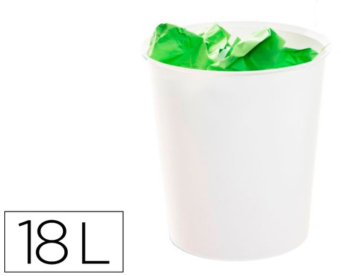 [163453] Papelera plastico archivo 2000 ecogreen 100% reciclada 18 litros color blanco pastel