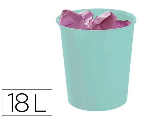 [163452] Papelera plastico archivo 2000 ecogreen 100% reciclada 18 litros color verde pastel