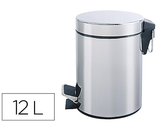 [156149] Papelera metalica q-connect con pedal cromada 25x38cm capacidad 12 litros