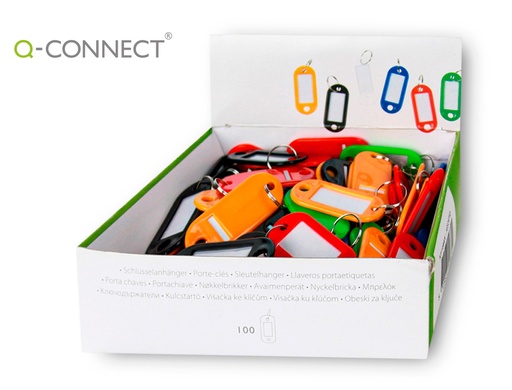 [48657] Llavero portaetiquetas q-connect expositor de 100 unidades colores surtidos