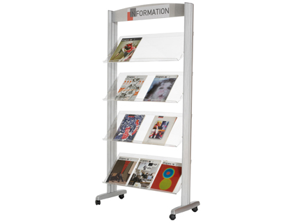 [36337] Expositor paperflow de suelo metalico baldas transparentes 4 estantes