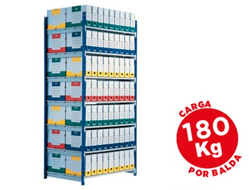 [34811] Estanteria paperflow metalica azul 5 estantes guiasmetal ultrarresistentes 180 kgpor estante 200x100x35 cm