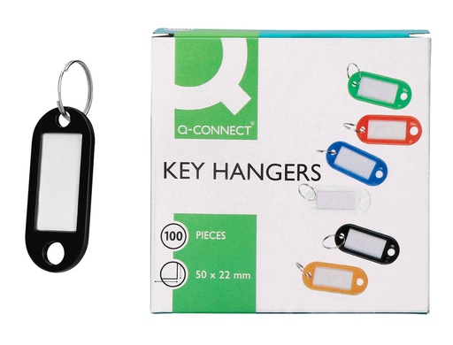 [34243] Llavero portaetiquetas q-connect color negro expositor de 100 unidades