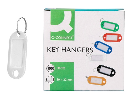 [34242] Llavero portaetiquetas q-connect color blanco expositor de 100 unidades