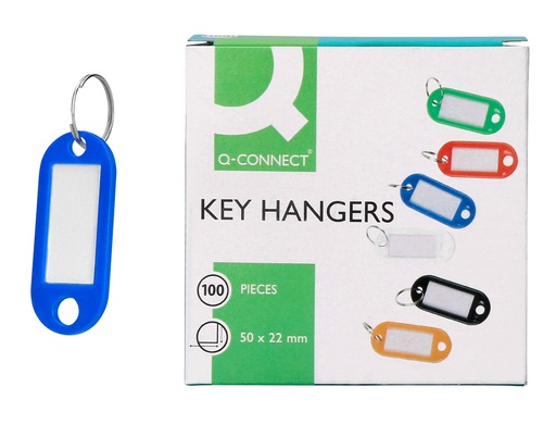 [34241] Llavero portaetiquetas q-connect color azul expositor de 100 unidades