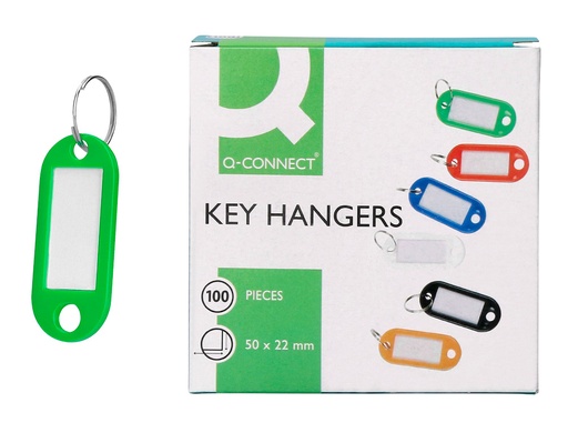[34240] Llavero portaetiquetas q-connect color verde expositor de 100 unidades