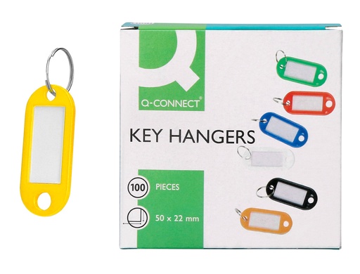 [34239] Llavero portaetiquetas q-connect color amarillo expositor de 100 unidades