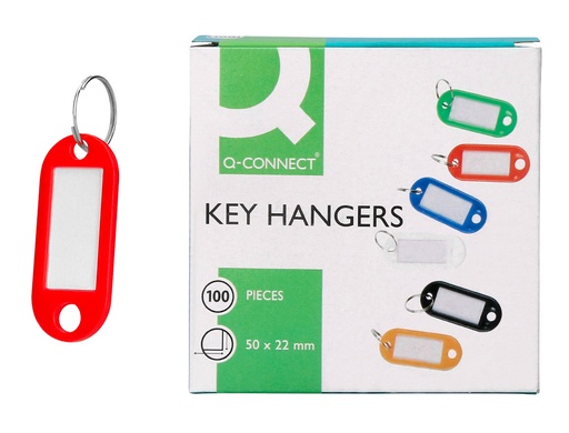 [34238] Llavero portaetiquetas q-connect color rojo expositor de 100 unidades