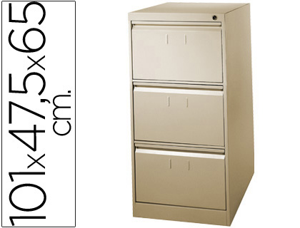 [31238] Fichero cajones de suelo metalico de 3 cajones 101 alto,65 prof. 47,5 ancho color beige n.34
