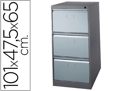[31237] Fichero cajones de suelo metalico de 3 cajones 101 alto,65 prof. 47,5 ancho color gris n.1375