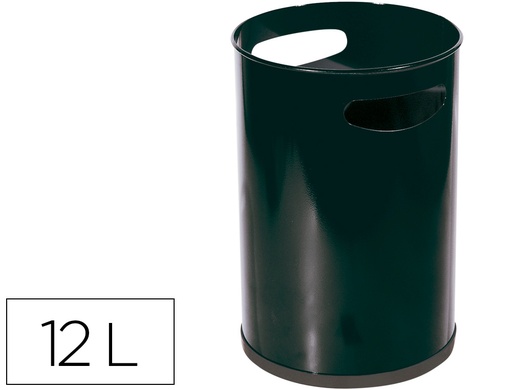 [23318] Papelera metalica con asas 101 negra 32x21 cm 12 litros