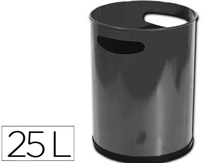 [23272] Papelera metalica con asas 111 negra 30x25 cm