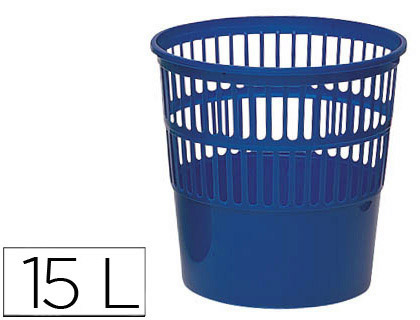 [20344] Papelera plastico q-connect 15 litros rejilla color azul 285x290 mm