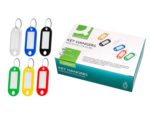 [14868] Llavero portaetiquetas q-connect expositor de 240 unidades colores surtidos