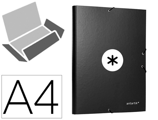 [None] Carpeta antartik gomas a4 3 solapas carton forrado color negro