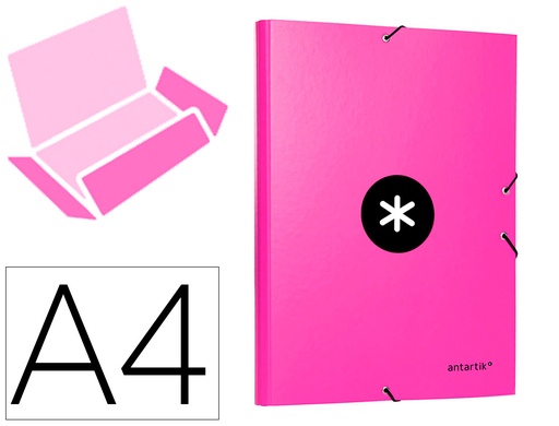 [None] Carpeta antartik gomas a4 3 solapas carton forrado color rosa