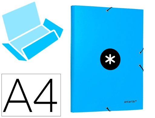 [None] Carpeta antartik gomas a4 3 solapas carton forrado color azul