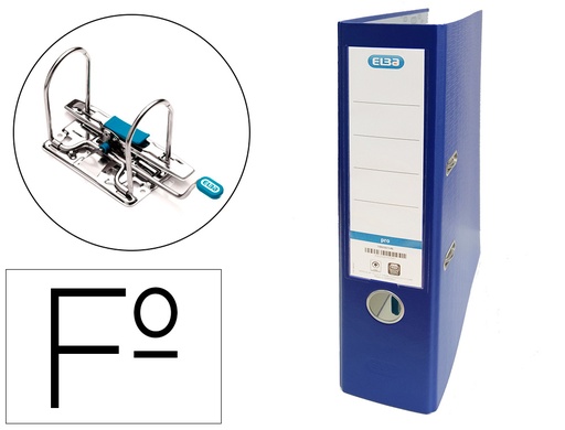 [None] Archivador de palanca elba carton forrado pvc con rado top folio lomo 80 mm azul