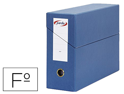 [None] Caja transferencia pardo folio forrado extra doble lomo 80 mm estuche interior con tarjetero azul