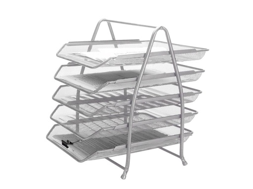 [None] Bandeja sobremesa metalica q-connect kf18476 rejilla plata 5 bandejas movibles 350x275x375 mm