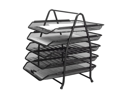 [None] Bandeja sobremesa metalica q-connect kf18474 rejilla negro 5 bandejas movibles 350x275x375 mm