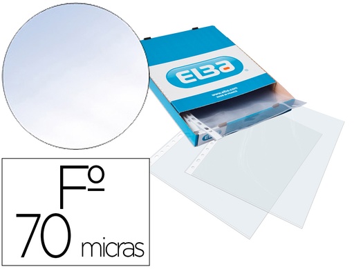 [10245] Funda multitaladro elba standard folio 70 micras cristal caja de 100 unidades