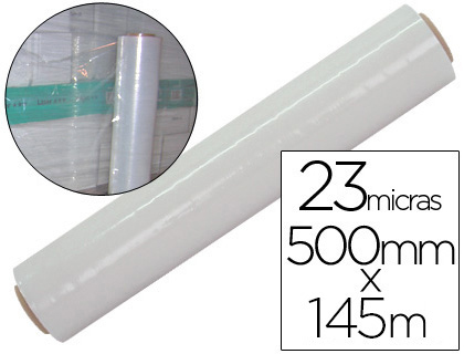 [None] Film extensible q-connect manual ancho 500 mm largo 145 mt espesor 23 micras transparente