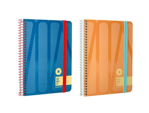 [170546] Agenda espiral antartik bold a6 2025 semana vista colores surtidos azul y melocoton papel de 80 gr