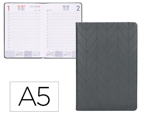 [170510] Agenda encuadernada liderpapel lipsi a5 2025 dia pagina color gris papel 70 gr