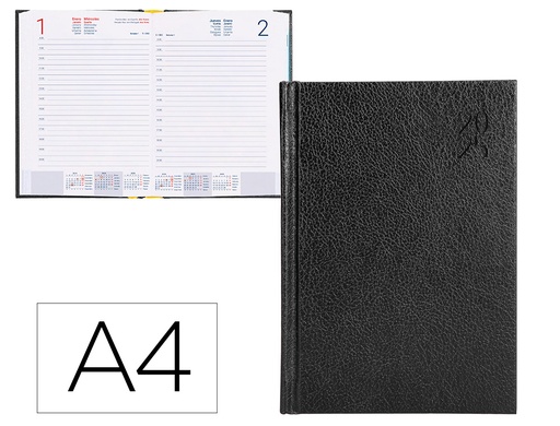 [170478] Agenda encuadernada liderpapel corfu a4 2025 dia pagina color negro papel 60 gr