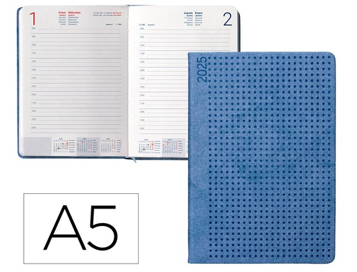 [170458] Agenda encuadernada liderpapel anafi a5 2025 dia pagina color azul papel 70 gr