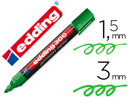 [76499] Rotulador edding marcador permanente 300 verde punta redonda 1,5-3 mm recargable