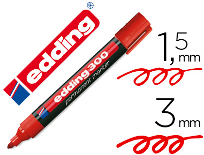 [76498] Rotulador edding marcador permanente 300 rojo punta redonda 1,5-3 mm recargable