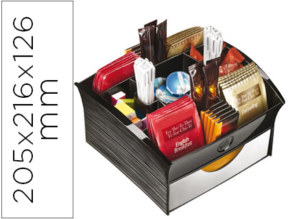 [75934] Bandeja organizadora cep con 9 compartimentos poliestireno color negro especial para snack 205x216x126 mm