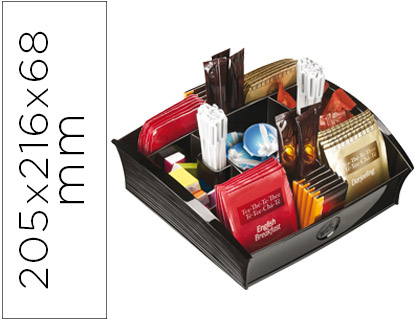 [75933] Bandeja organizadora cep con 9 compartimentos poliestireno color negro especial para snacks 205x216x68 mm