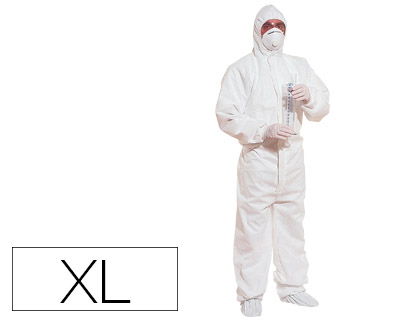 [75710] Traje de seguridad deltaplus polipropileno con capucha de un solo uso color blanco talla xl