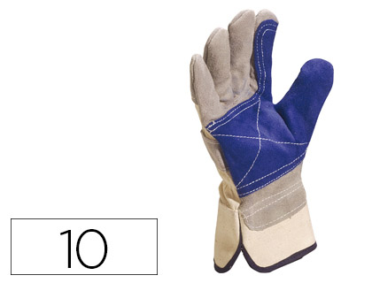[75707] Guantes deltaplus docker serraje vacuno reforzado ideal para trabajos intensivo color gris-azul talla 10