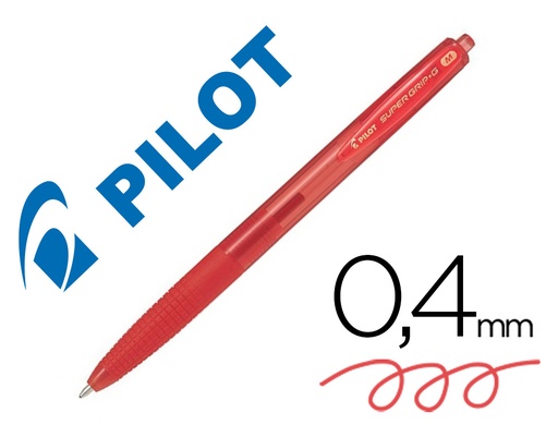 [68800] Boligrafo pilot super grip g rojo retractil sujecion de caucho tinta base de aceite
